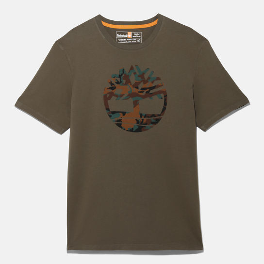 Camiseta Outdoor Heritage con el logotipo del árbol en estampado de camuflaje para hombre en verde oscuro | Timberland