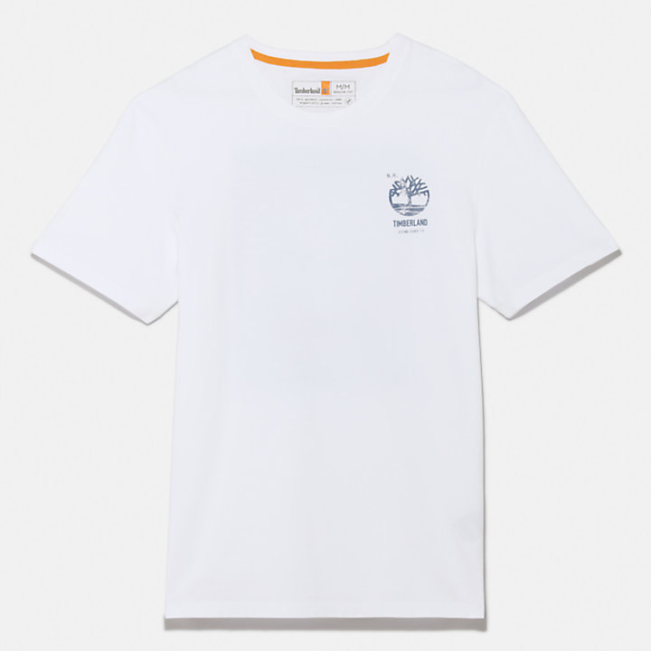 T-shirt da Uomo con Grafica sul Retro in bianco-