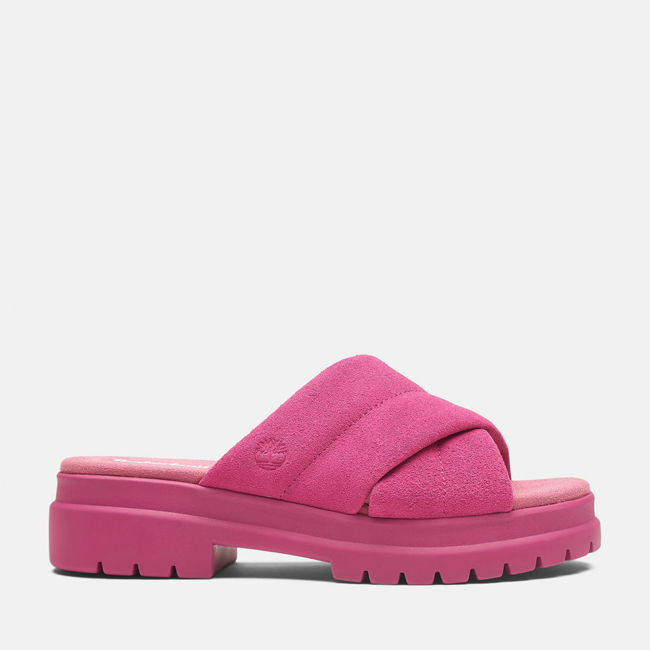 Timberland London Vibe Slide Sandal For Women In Dark Pink Pink, Size 4.5