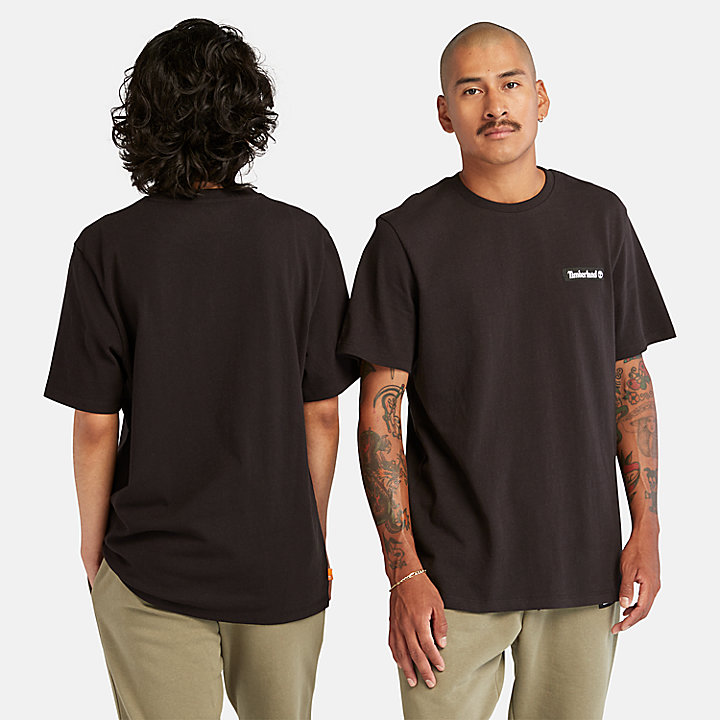 Schweres All Gender T-Shirt mit gewebtem Aufnäher in Schwarz