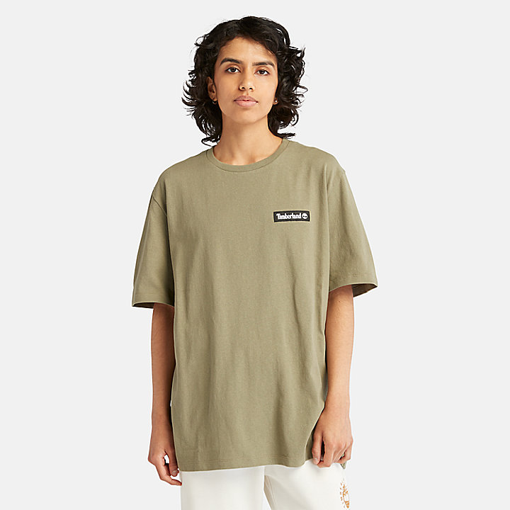 Camiseta de alto gramaje con insignia tejida para hombre en verde