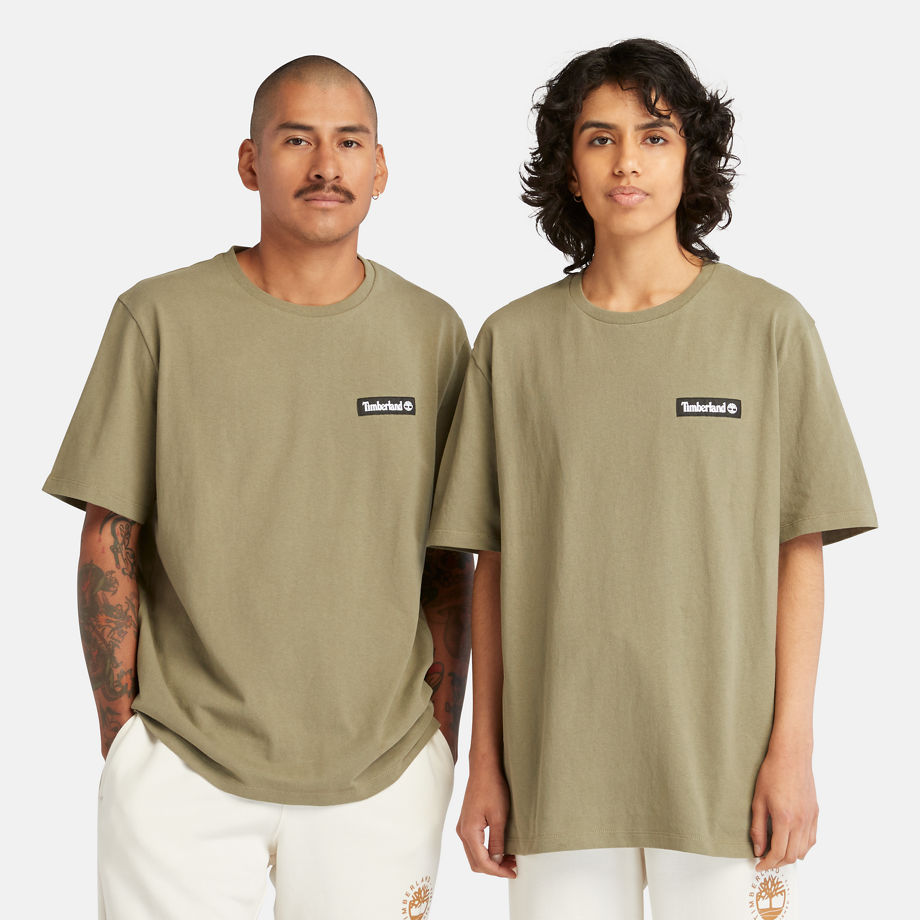 Timberland Heavyweight Woven Badge T-shirt For Men In Green Green Unisex, Size XXS