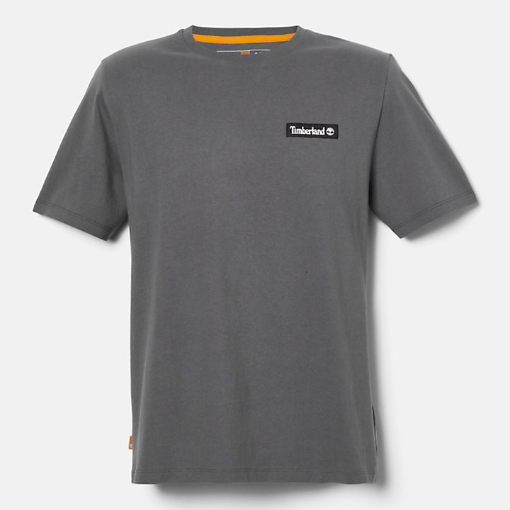 All Gender Heavyweight Woven Badge T-shirt in Grey-