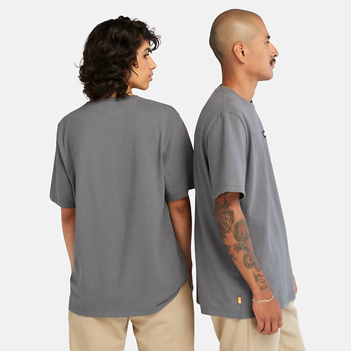Camiseta de alto gramaje con insignia tejida para hombre en azul oscuro-