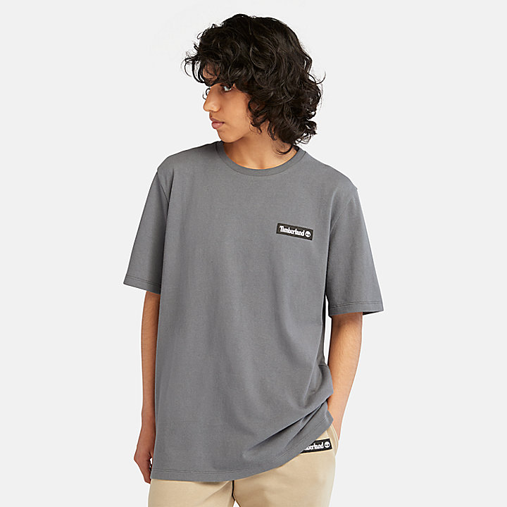 All Gender Heavyweight Woven Badge T-shirt in Grey