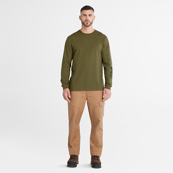 T-shirt à logo Timberland PRO® Core à manches longues pour homme en vert-
