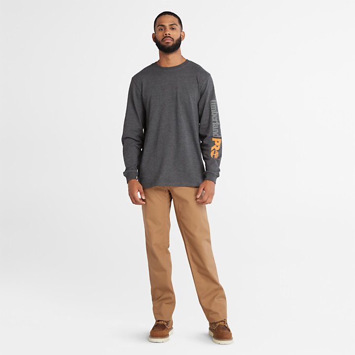 Timberland PRO® Core T-shirt met logo en lange mouwen voor heren in grijs-