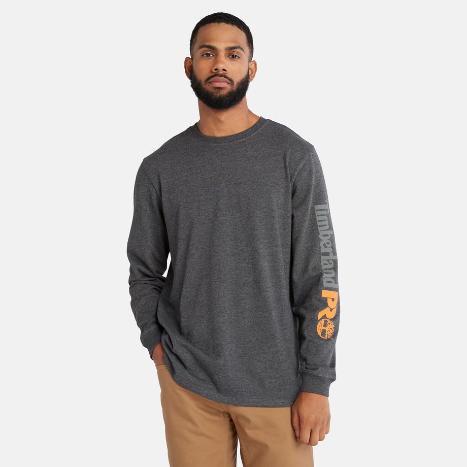 Timberland Pro Core Logo Ls T-shirt For Men In Grey Grey, Size S