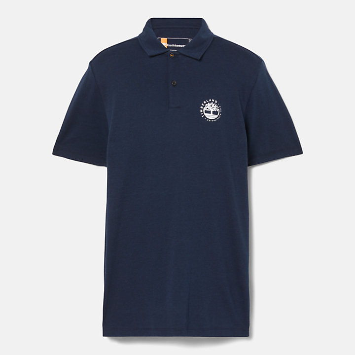 Polohemd mit Refibra™-Technologie und Logo für Herren in Navyblau-