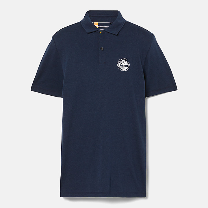 Polohemd mit Refibra™-Technologie und Logo für Herren in Navyblau