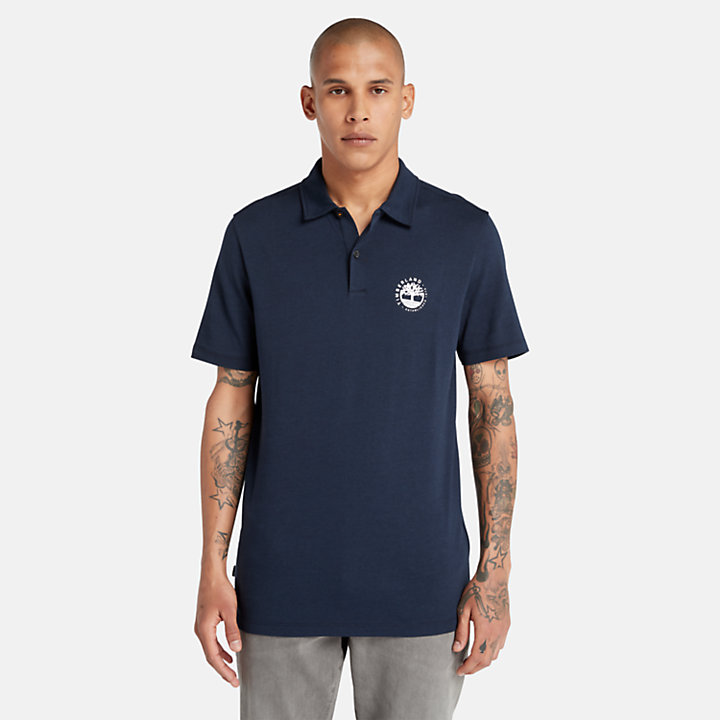 Polohemd mit Refibra™-Technologie und Logo für Herren in Navyblau-