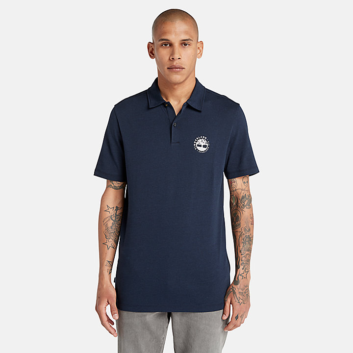 Polohemd mit Refibra™-Technologie und Logo für Herren in Navyblau