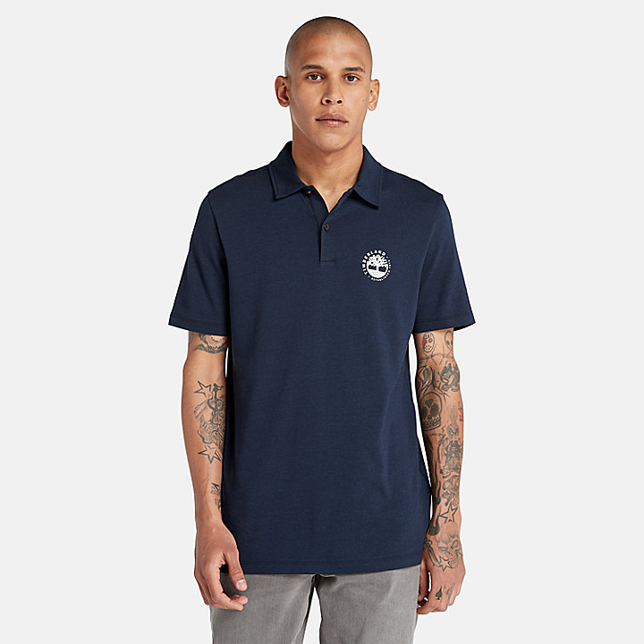 Polo à logo avec technologie Refibra™ pour homme en bleu marine