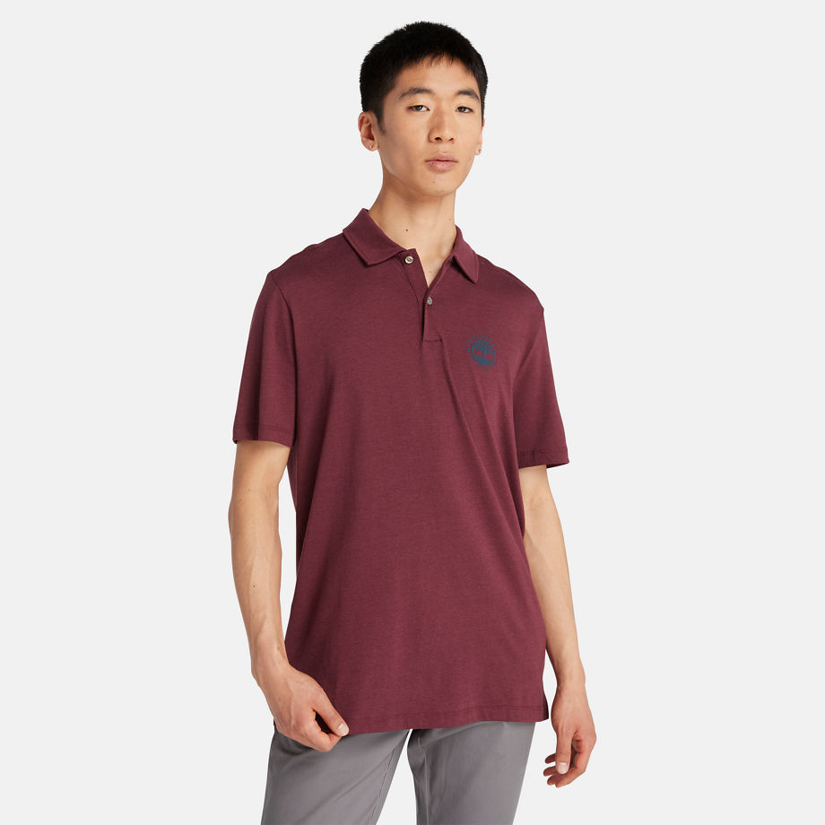 Timberland Logo Polo With Refibra Technology For Men In Burgundy Burgundy