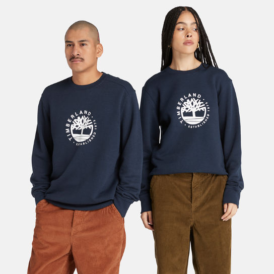 Uniseks sweatshirt met ronde hals en Refibra™-technologie in marineblauw | Timberland