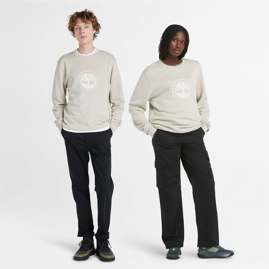 Timberland All Gender Crew Sweatshirt With refibra Technology In Grey Grey Unisex, Size 3XL