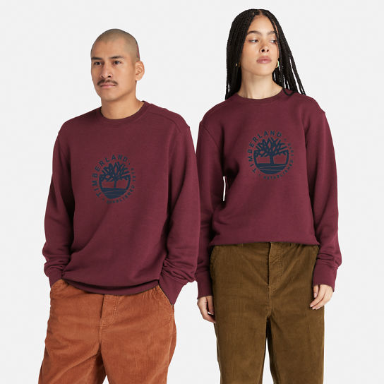 All Gender Crew Sweatshirt with Refibra™ Technology in Burgundy | Timberland