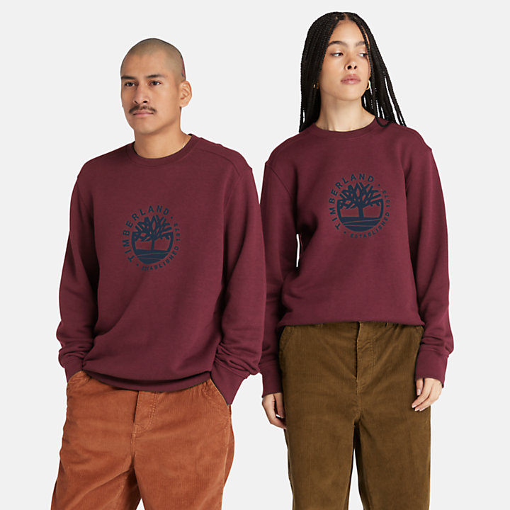 All Gender Crew Sweatshirt with Refibra™ Technology in Burgundy-