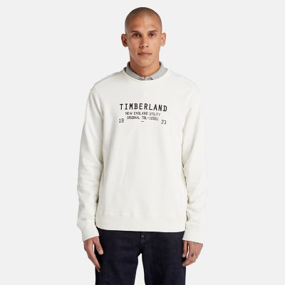 Timberland Utility Sweatshirt Met Ronde Hals Voor Heren In Wit Wit