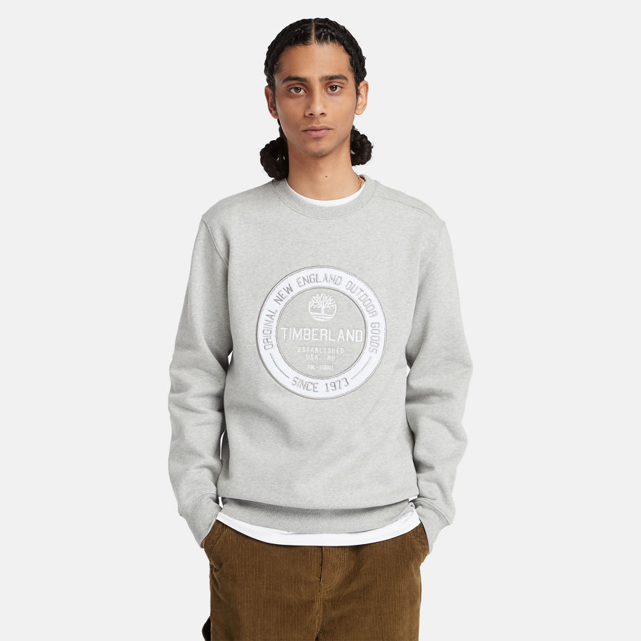 Timberland Elevated Brand Carrier Crew Sweatshirt For Men In Grey Grey, Size L