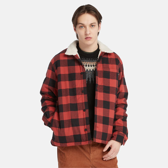 Buffalo Plaid High Pile Fleece-lined Overshirt for Men in Red | Timberland