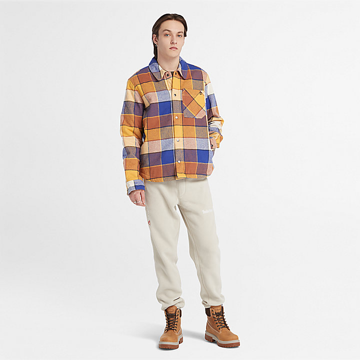 High Pile Fleece-Lined Overshirt for Men in Yellow