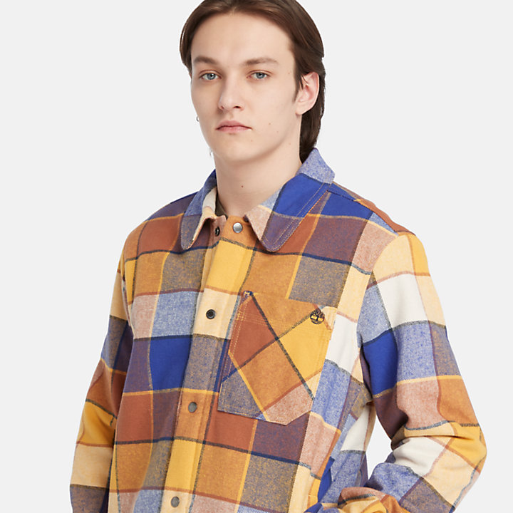 High Pile Fleece-Lined Overshirt for Men in Yellow-