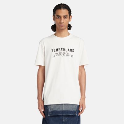 Timberland T-shirt Carrier Para Homem Em Branco Branco