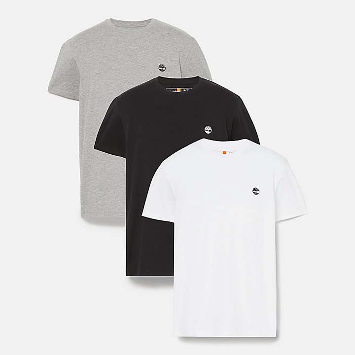 3-Pack Basic Jersey T-shirt met ronde hals voor heren in diverse kleuren