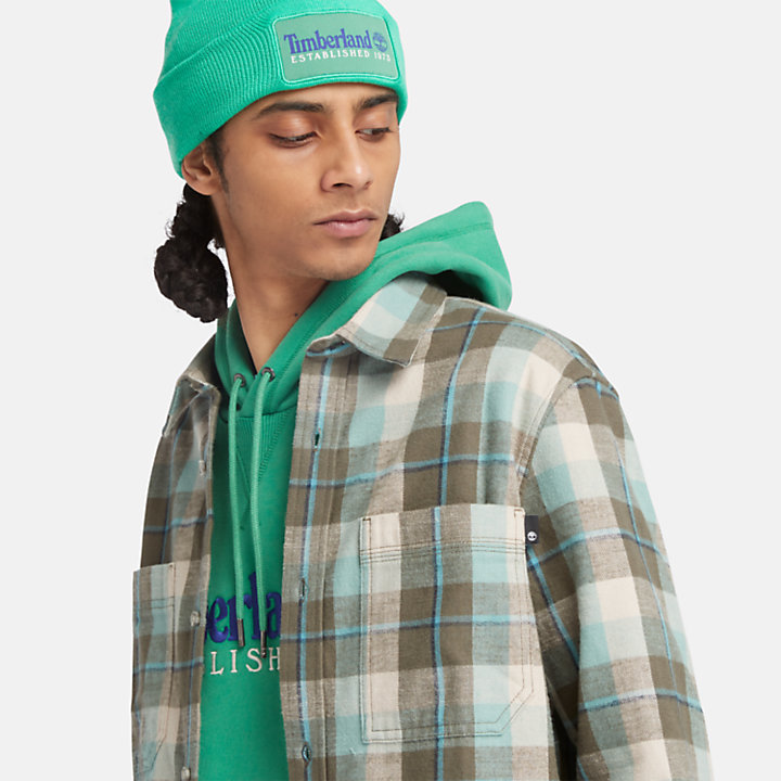 Windham Flannel Shirt for Men in Teal/Grey/White-