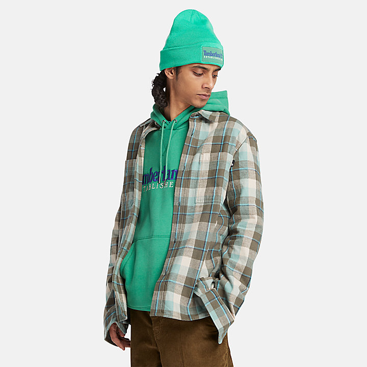 Windham Flannel Shirt for Men in Teal/Grey/White