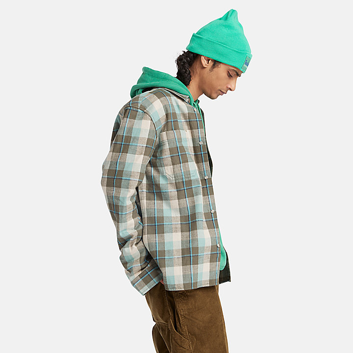Camicia in Flanella Windham da Uomo in verde acqua/grigio/bianco