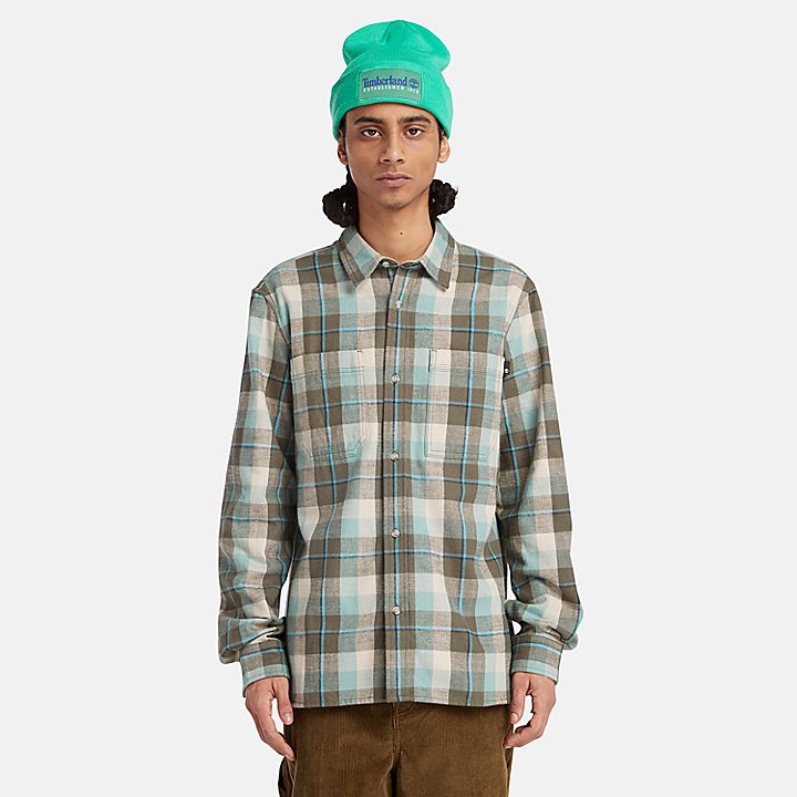 Windham Flannel Shirt for Men in Teal/Grey/White