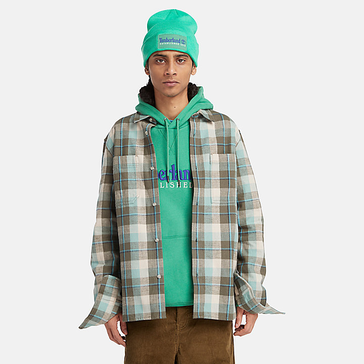 Camicia in Flanella Windham da Uomo in verde acqua/grigio/bianco