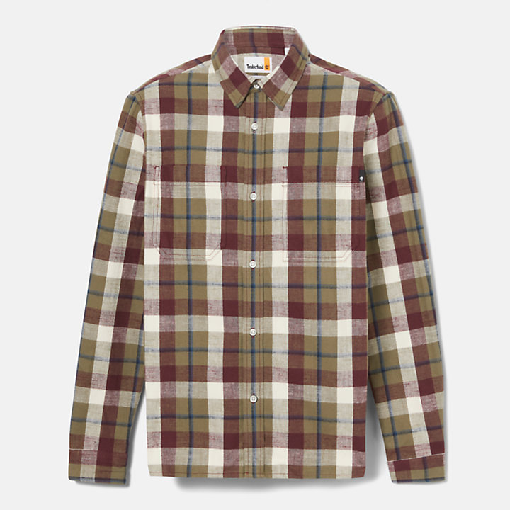 Windham Flannel Shirt for Men in Burgundy/Grey/Beige-