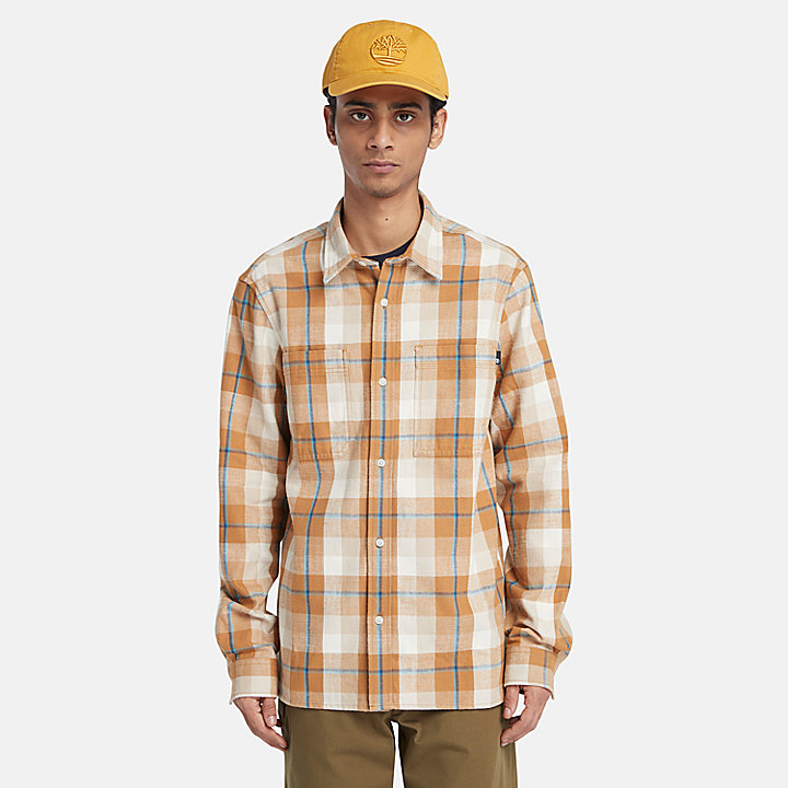 Windham Flannel Shirt for Men in Orange/Beige