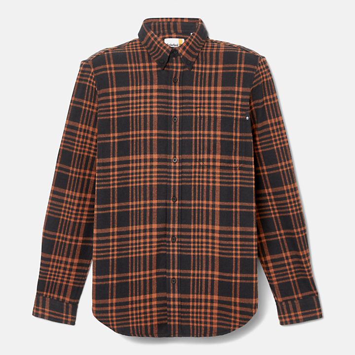 Heavy Flannel Check Shirt for Men in Black-