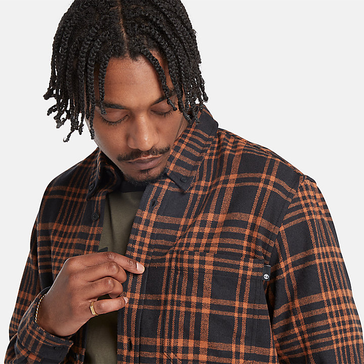 Heavy Flannel Check Shirt for Men in Black