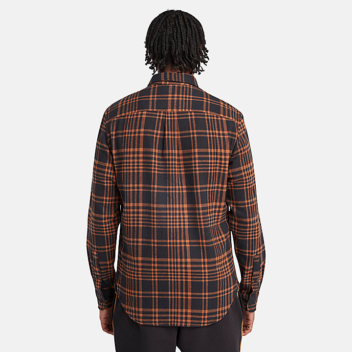 Heavy Flannel Check Shirt for Men in Black