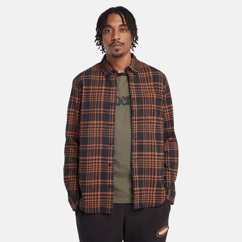 Timberland Heavy Flannel Check Shirt For Men In Black Black
