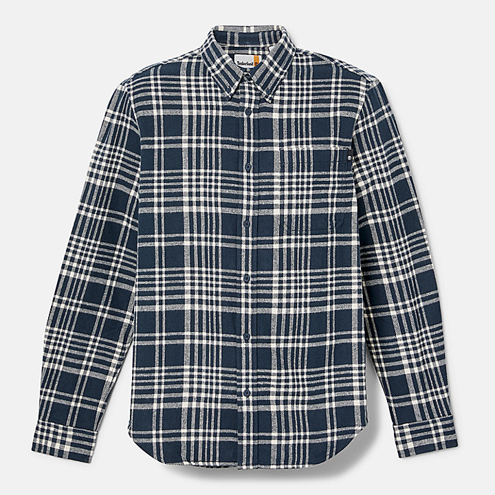 Heavy Flannel Check Shirt for Men in Navy