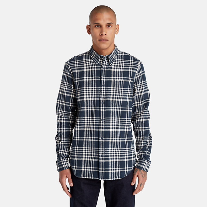 Heavy Flannel Check Overhemd voor heren in marineblauw-