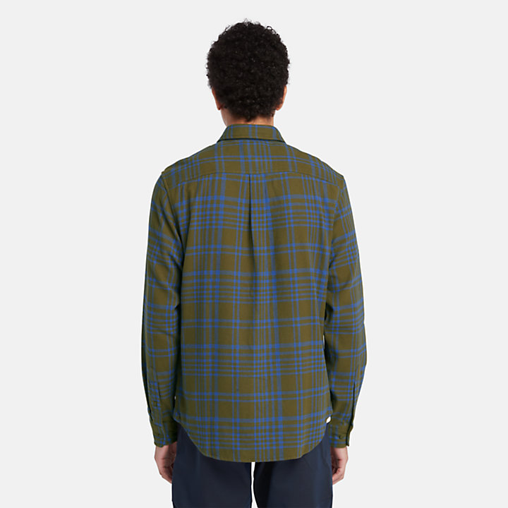 Chemise à carreaux épaisse en flanelle pour homme en vert foncé-