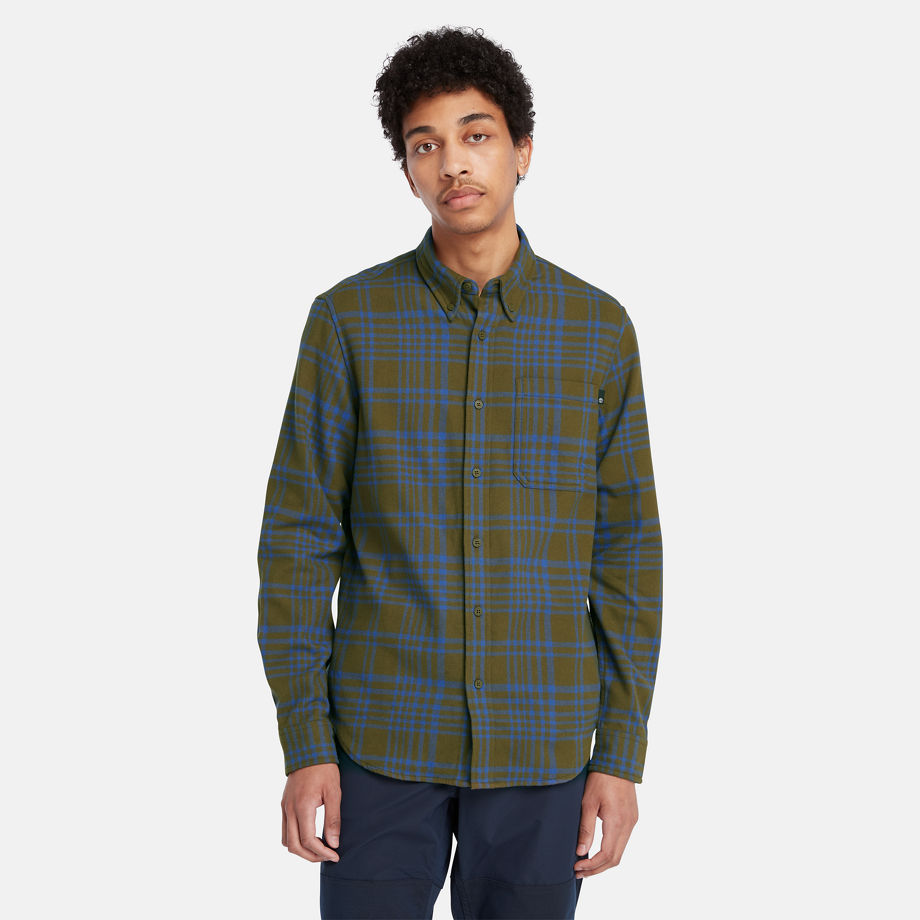 Timberland Heavy Flannel Check Shirt For Men In Dark Green Green