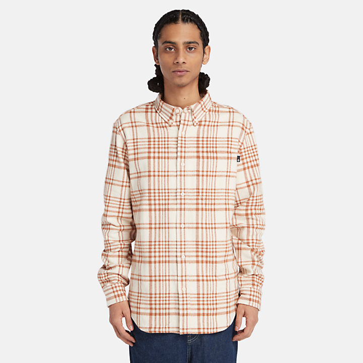 Heavy Flannel Check Shirt for Men in Brown-