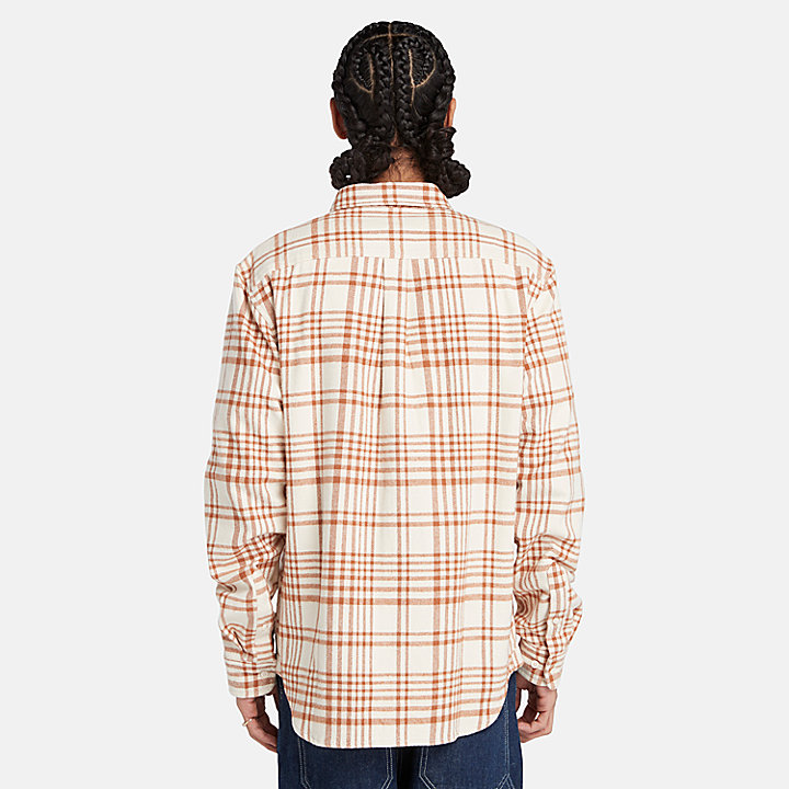 Heavy Flannel Check Shirt for Men in Brown