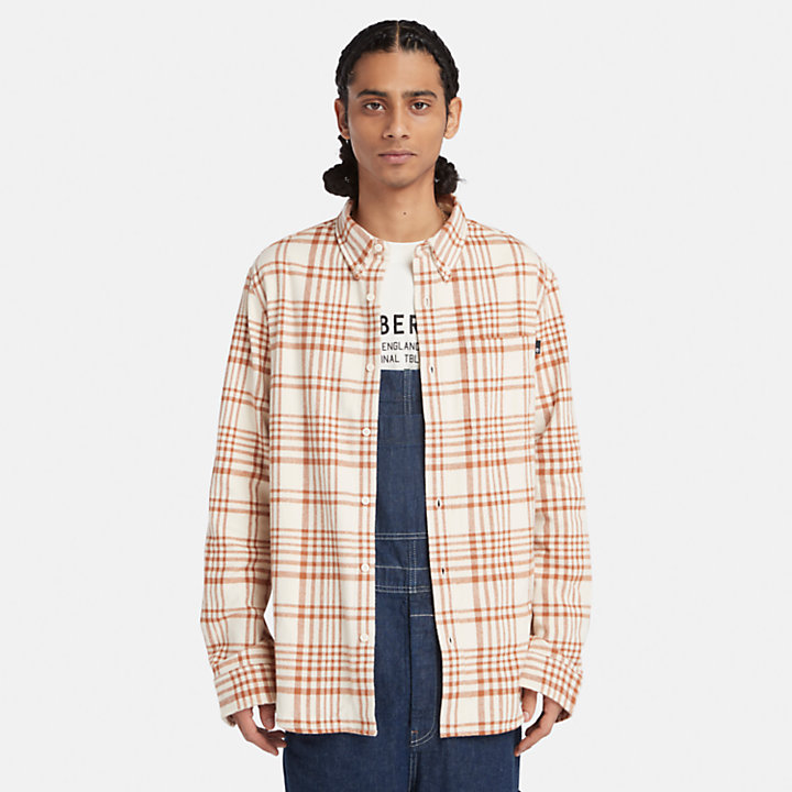 Heavy Flannel Check Shirt for Men in Brown-