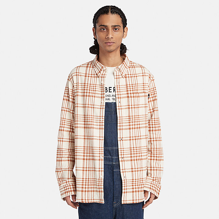 Heavy Flannel Check Shirt for Men in Brown