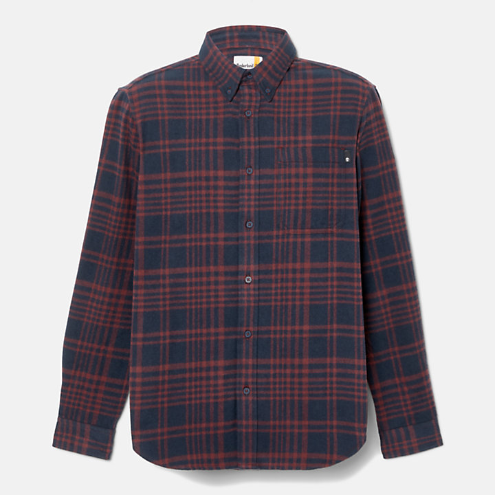 Heavy Flannel Check Shirt for Men in Burgundy-