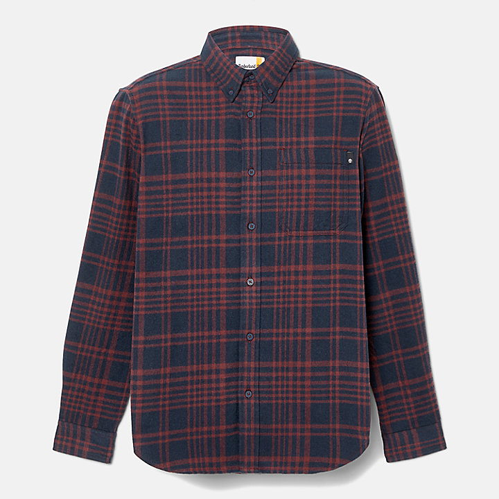 Heavy Flannel Check Shirt for Men in Burgundy